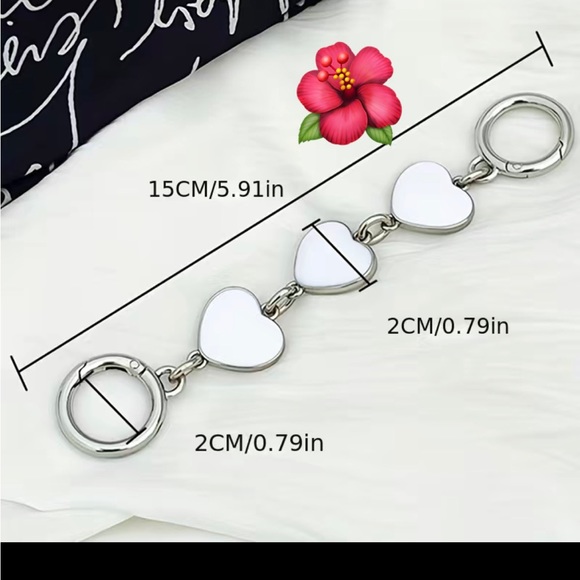 New Silver White Heart Shape Purse Chain Extender - Picture 4 of 10